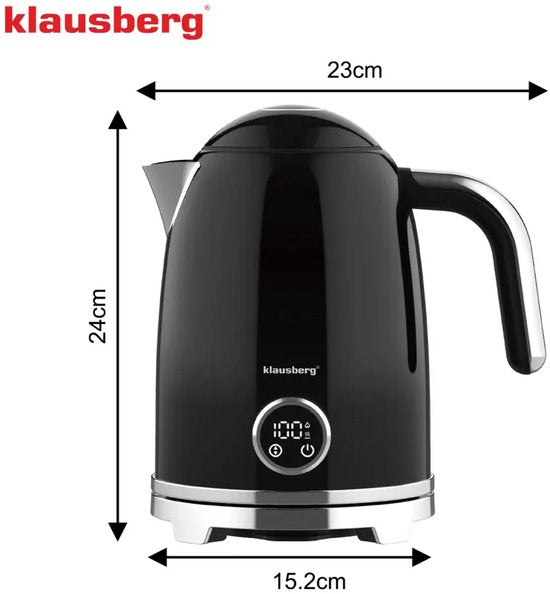 Klausberg waterkoker met temperatuurregeling – RVS, zwart, 1,7 liter – foto 7