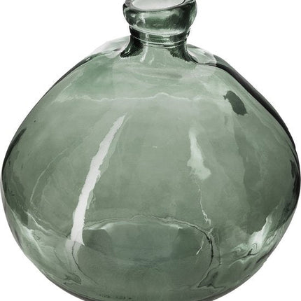 Atmosphera bloemenvaas Genua - Organische bol fles vorm - groen transparant - glas - 22 x 21 cm