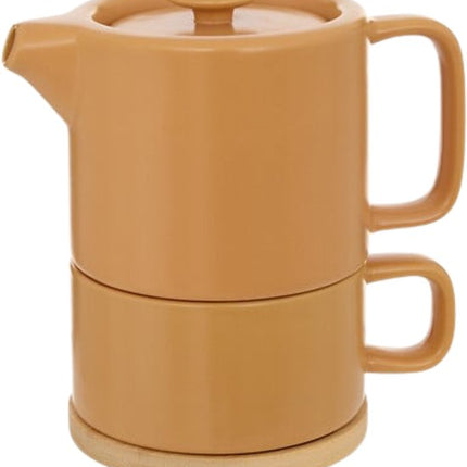 Secret de Gourmet Theepot Penang - Keramiek - met kopje - oker - 10 x 15 cm