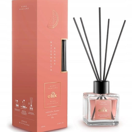 Elix - Geurstokjes Diffuser - Reed Diffuser - Luchtverfrisser - Interieur Parfum - Langdurige Huisgeur - voor Woonkamer, Slaapkamer, Kantoor & Badkamer - 100ml - Watermelon & Banana