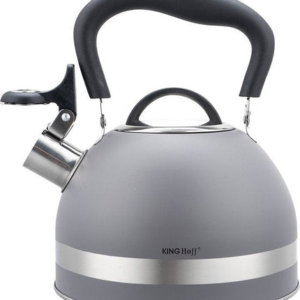 Kinghoff 1851 - Fluitketel met fluit - 1.8 liter - RVS - Grijs