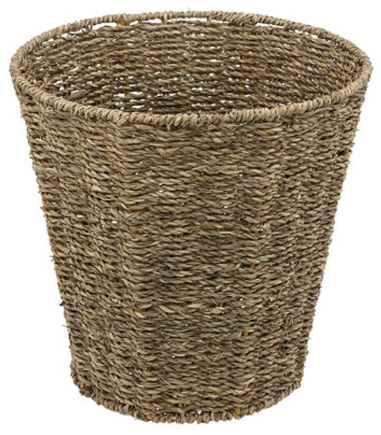 2-Delige - Reed Opbergmandenset - Afvalbak - Gevlochten Rieten Opbergmand met Deksel - Decoratieve Opbergbox - Boho Woonaccessoires - 9 Liters - 26 x 26 x 30 cm - Bruin