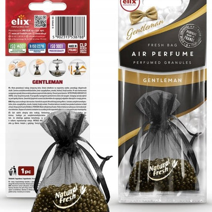 Elix - Fresh Bag Geurzak Parels Granulaat - Air Freshener Mannengeur - Luchtverfrisser Auto - Langdurige Geur - voor Auto, Kast & Kamer - Gentleman