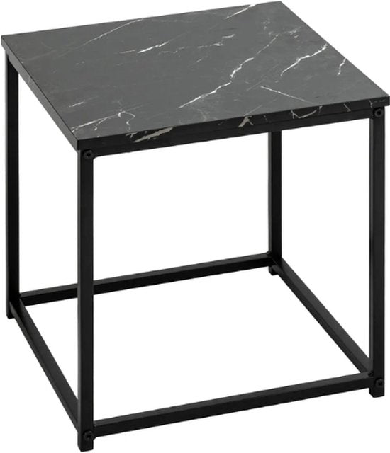 Atmosphera bijzettafels met marmereffect, set van 2 – zwart, H 36 en 40 cm – foto 3