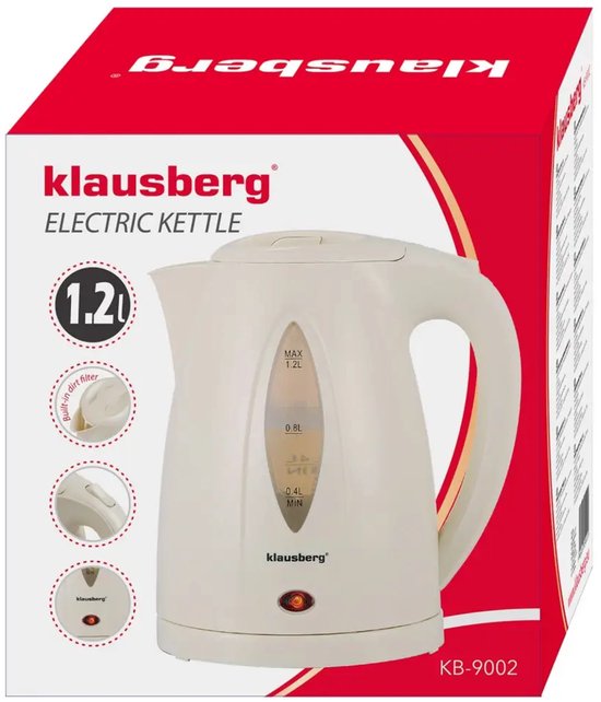 Klausberg KB-9002 waterkoker beige – 1,2 liter, 1100 W, 360° voet – foto 3
