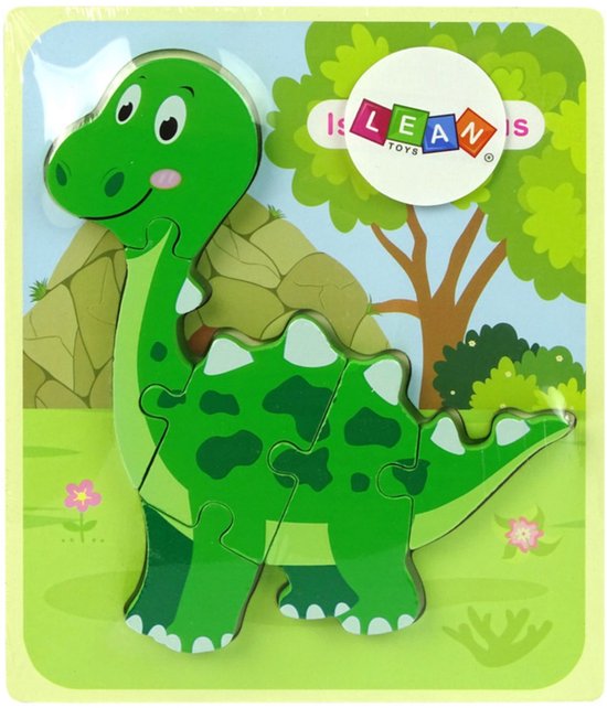 Lean Toys houten dinopuzzel Isanosaurus – groen, vanaf 3 jaar