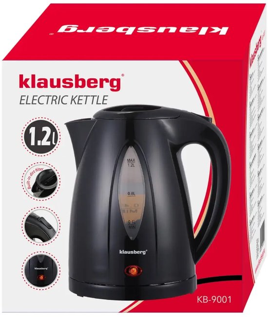 Klausberg KB-9001 waterkoker 1,2 liter – zwart, 1100 W, draaibare voet – foto 3