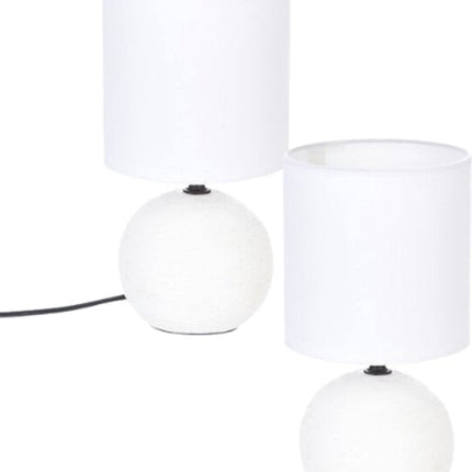 Timéo Tafellamp - Set van 2 - Tafellampen - Gestreepte Bol Lamp - E14 Tafellamp Sfeerverlichting - Keramiek - 25cm in Hoogte - Wit