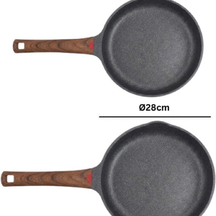 Pannenset - Hapjespannenset - Kookpannenset - Hapjespan 24 cm & 28 cm - Inductie Geschikt - Keramische Antiaanbaklaag - PFOA & PFAS Vrij - Krasbestendig - Met Schenktuit - Zwart