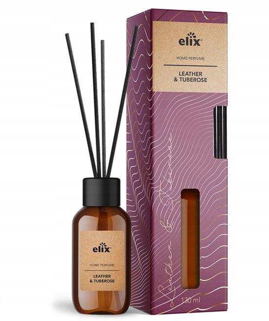 Elix geurstokjes Leather & Tuberose 125 ml – reed diffuser voor binnen