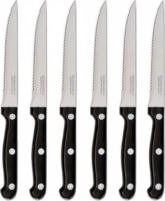 Secret de Gourmet Steakmesser/Fleischmesser - 6er Set - Edelstahl - 22 cm - Messer