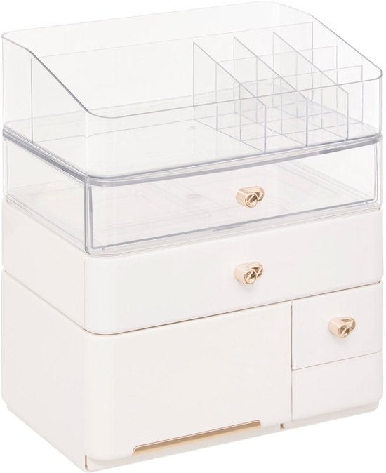 5Five Organiseur Sara 5L / 4 compartiments - Rangement - 23 x 17 x 27 cm - Blanc