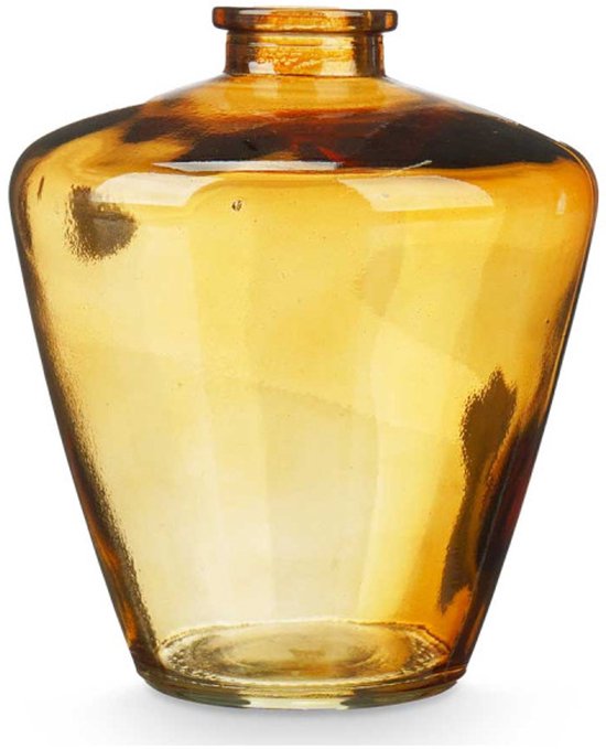Amber glazen vaas 13 cm – decoratieve diamond glass jar, Ø 10,5 cm