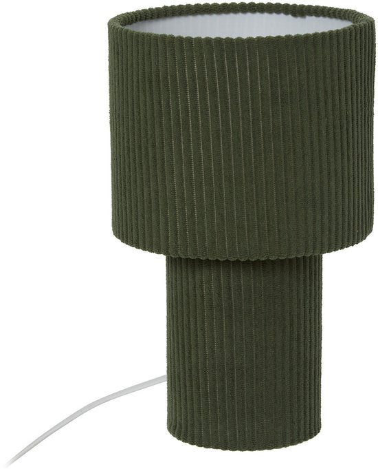 Atmosphera Jolina corduroy tafellamp groen – geribbeld katoen, Ø 17 x 28 cm