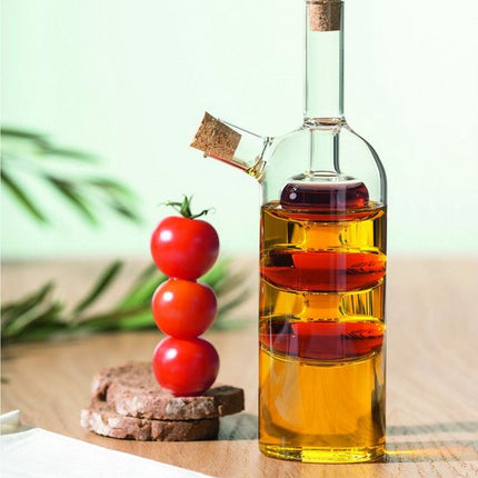5Five Azijn/Olie flessen luxe tafelset dispenser - glas - Design vorm - olijfolie flessen