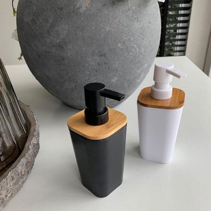 5Five Zeeppompje/zeepdispenser - polyresin - zwart - 300 ml - navulbaar - toilet/badkamer/keuken