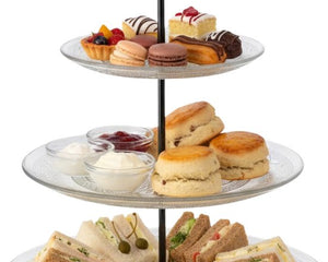 Secret de Gourmet glazen etagère 3-laags – serveerbord voor high tea, 34 cm