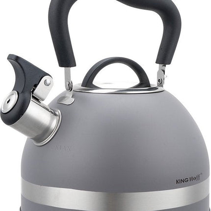 Kinghoff 1851 - Fluitketel met fluit - 1.8 liter - RVS - Grijs