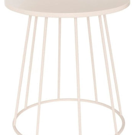 Salontafel en bijzettafel latte Ø 38 cm metaal beige rond compact