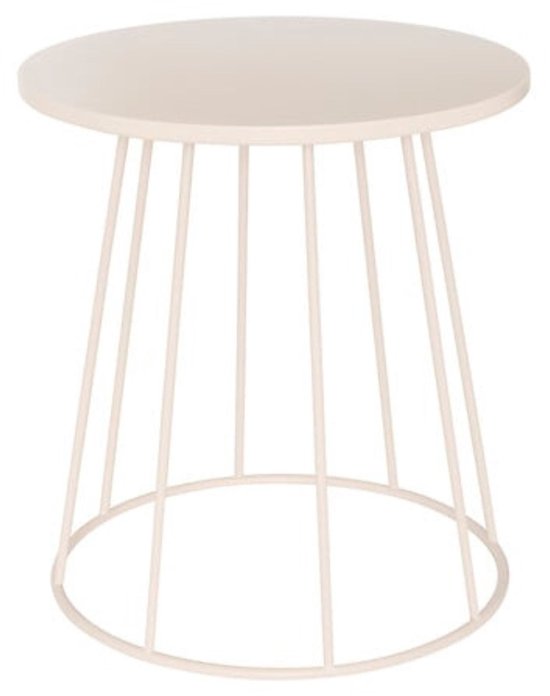 Salontafel en bijzettafel beige (latte) – rond, metaal, Ø 38 x 42 cm
