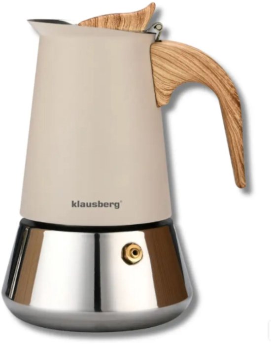 Klausberg Espresso Coffee Maker - 300 ml Induction – Stainless Steel – KB-7995 Beige / Silver