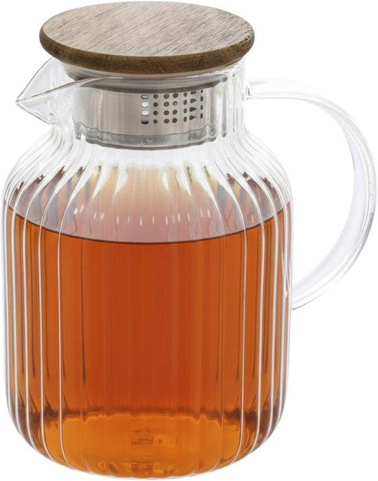 Secret de gourmet Theepot met infuser - glas - met deksel - transparant - 1,6 liter