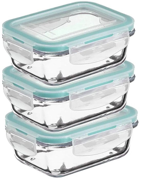 5Five glazen bakjes met deksel – 3 vershoudbakjes van 540 ml, luchtdicht – foto 7