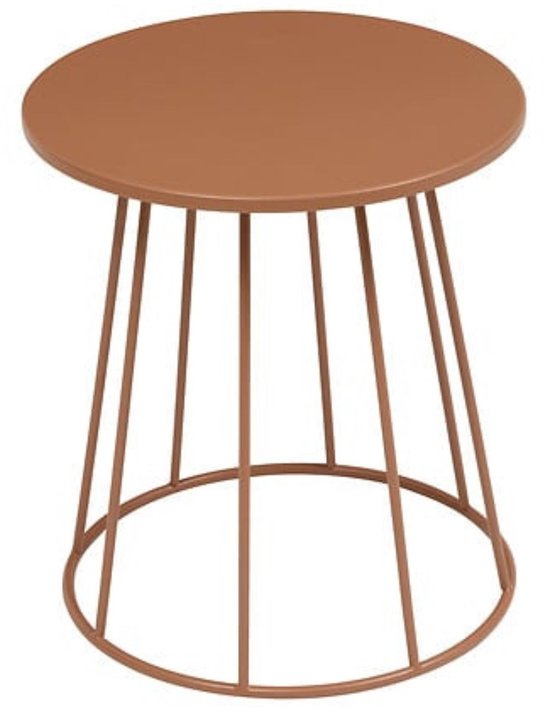 Salontafel en bijzettafel rond Ø 38 cm metaal terracotta marron – compact formaat