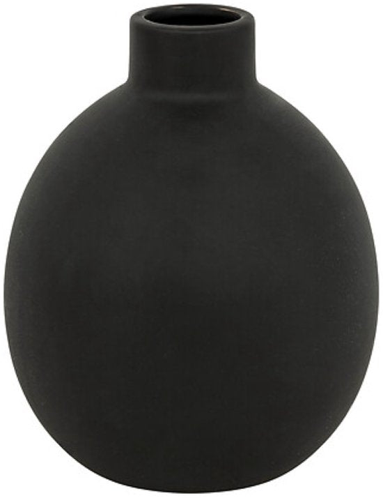 Vase en céramique - Vase à fleurs moderne - Vase décoratif - Vase design pour fleurs séchées et branches - Ø14,5 x 18 cm - Noir