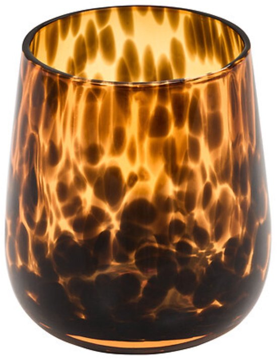 Tandenborstelhouder Dotty - 9 cm Glas - Bruin Rond Badkameraccessoire - Tandenborstelbeker - Badkamerbeker - Badkamerhouder