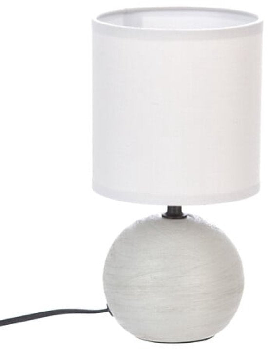 Timéo Bol Tafellamp - Keramische Lamp - Moderne Tafellamp met 120cm Kabel - Sfeerverlichting voor Woonkamer - Slaapkamer - Bureau - 25cm in Hoogte - Lichtgrijs