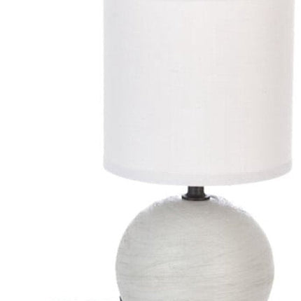 Timéo Tafellamp - Set van 2 - Tafellampen - Gestreepte Bol Lamp - E14 Tafellamp Sfeerverlichting - Keramiek - 25cm in Hoogte - Lichtgrijs