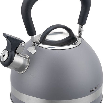 Kinghoff 1851 - Fluitketel met fluit - 1.8 liter - RVS - Grijs