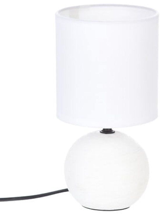 Timéo Bol Tafellamp - Keramische Lamp - Moderne Tafellamp met 120cm Kabel - Sfeerverlichting voor Woonkamer - Slaapkamer - Bureau - 25cm in Hoogte - Wit