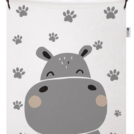 SIPO Speelgoedmand - Opbergbak - Opbergmand - Set van 2 - Hedgehog & Hippo Design - Opvouwbare Katoen Mand - Met Waterdichte Voering - Voor Speelgoed & Kleding - XL - 43 Liters - 35 x 35 x 45 cm - Multicolor