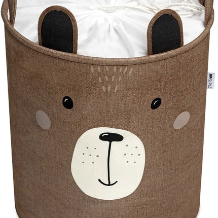 SIPO Speelgoedmand - Opbergbak - Opbergmand - Set van 2 - Bruine Beer & Grijze Beer Design - Opvouwbare Katoen Mand - Voor Speelgoed & Kleding - XXL - 63 Liters - 40 x 40 x 50 cm - Bruin & Grijs