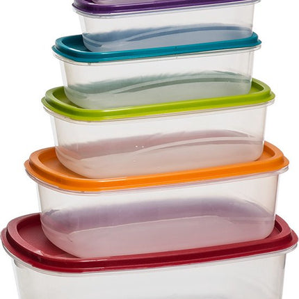 5five Vershoudbakjes nestbaar - 4-delig - BPA vrij - meal prep - herbruikbaar - multi kleuren - luchtdicht