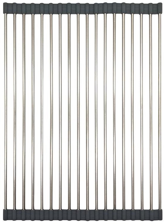 KINGHOFF Afwasdroogmat - Opvouwbare Droogmat 45x32 cm - Roestvrij Staal met Antislip Laag - Beschermt Aanrechtblad