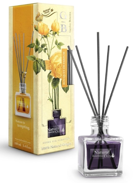 Elix - Geurstokjes Diffuser - Reed Diffuser - Luchtverfrisser - Interieur Parfum - Langdurige Geur - voor Woonkamer, Slaapkamer, Badkamer & Kantoor - 100ml - Bouquet de Perfum