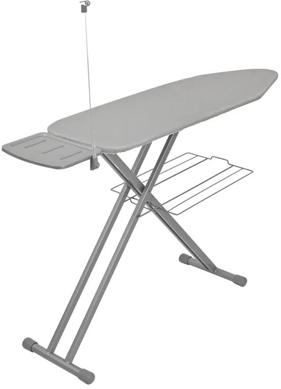 Kinghoff strijkplank 122 x 38 cm – opvouwbaar, met Heat Reflect-hoes, grijs
