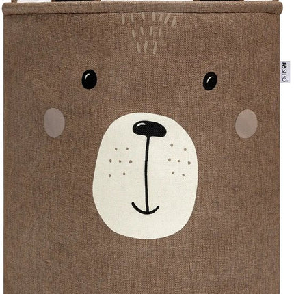 SIPO Speelgoedmand - Opbergbak - Opbergmand - Set van 2 - Bruine Beer & Groene Dino Design - Opvouwbare Katoen Mand - Voor Speelgoed & Kleding - XXL - 63 Liters - 40 x 40 x 50 cm - Bruin & Groen
