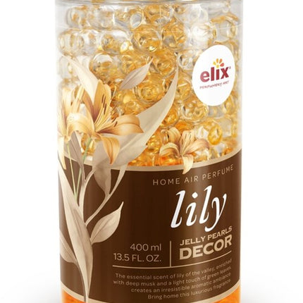 Elix - Jelly Pearls Geurparels - Luchtverfrisser - Gel Air Freshener - voor Interieur & Auto - Geurkorrels met Essentiële Oliën - Langdurige - 400ml - Lily