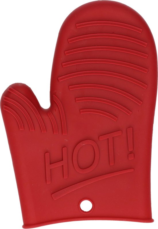 Siliconen ovenwant – antislip keukenhandschoen, 15,5 x 21 cm, zwart of rood – foto 4