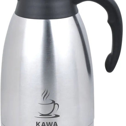 Kinghoff - KH-2094 - Dubbelwandig Thermoskan - Thermosfles - Thermoskan met Schenksysteem - Met Koffie Label - Voor Kantoor, Catering & Thuis - 2 Liters - RVS - Zwart & Zilver