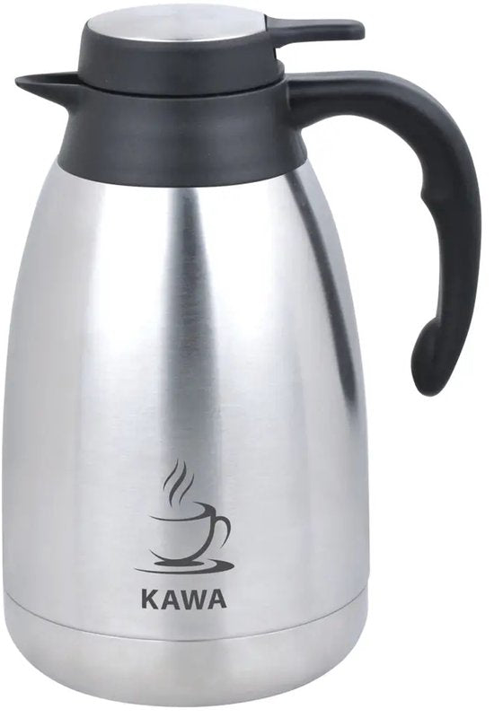 Kinghoff - KH-2094 - Dubbelwandig Thermoskan - Thermosfles - Thermoskan met Schenksysteem - Met Koffie Label - Voor Kantoor, Catering & Thuis - 2 Liters - RVS - Zwart & Zilver