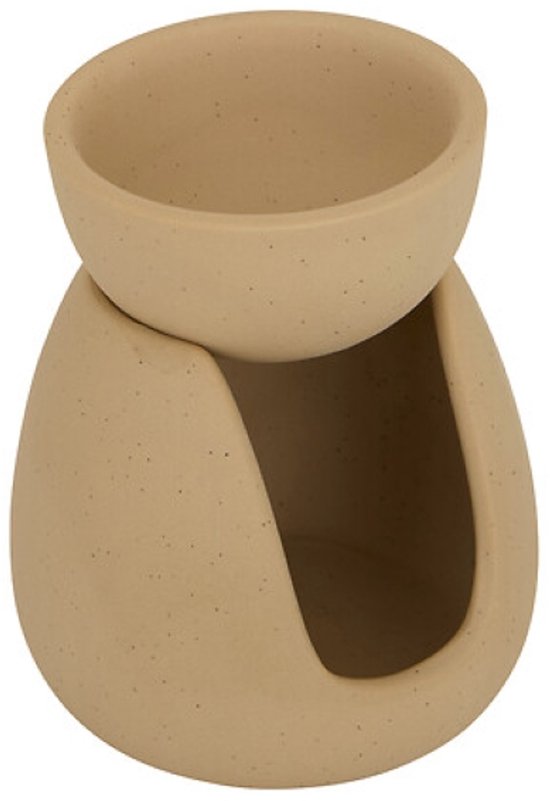 Wonja Oliebrander - Aroma Oliebrander - Geurbrander voor Etherische Oliën - Wax Melt & Aromatherapie Brander - Keramiek - 9.3 x 7.2 x 11 cm - Beige
