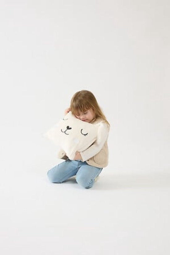 Coussin et couverture 2-en-1 - Avec fermeture éclair - Couverture & Oreiller - Pour enfants - Motif chien - Polyester - 150 x 100 cm - Blanc