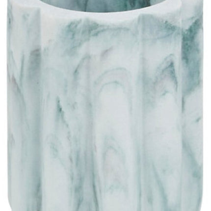 Badkamer Accessoiresset – Moderne Badkamer Accessoires – Zeeppomp 230ml & Tandenborstelhouder Set – Luxe Zeepdispenser & Tandenborstelhouder Set – Polyresin – Wit Marmer