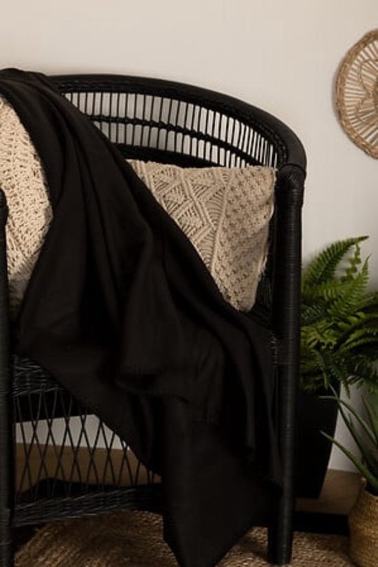 Microfleece Plaid - Zachte Microvezel Deken - Warme Plaid voor Bank en Bed - Comfortabele Fleece Deken - Woonkamer en Slaapkamer - Polyester - 125 x 150 cm - Zwart