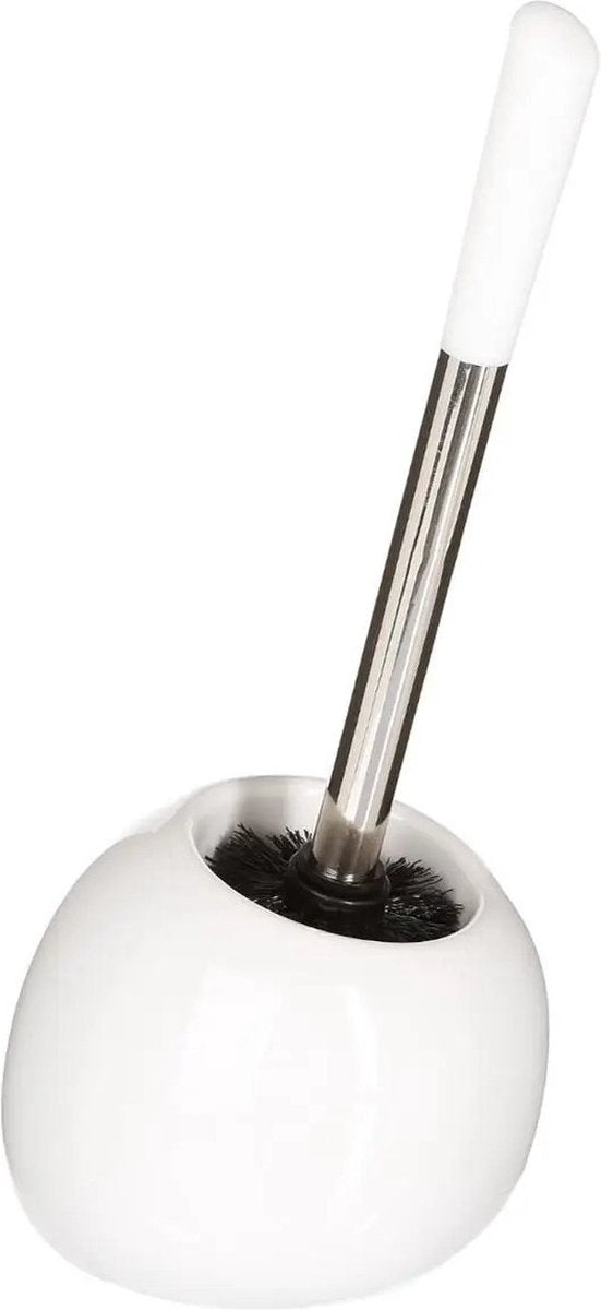 5Five WC-Bürstengarnitur rund – weiß glänzend – Keramik – 36 cm